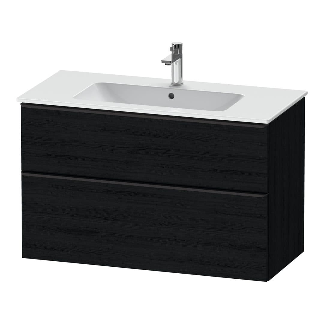 Duravit D-Neo – Έπιπλο Νιπτήρα – 1010 mm, 2 συρτάρια, νιπτήρας κέντρο, Diamond black Matt – Black oak Matt, Decor (DE43630BD160000)
