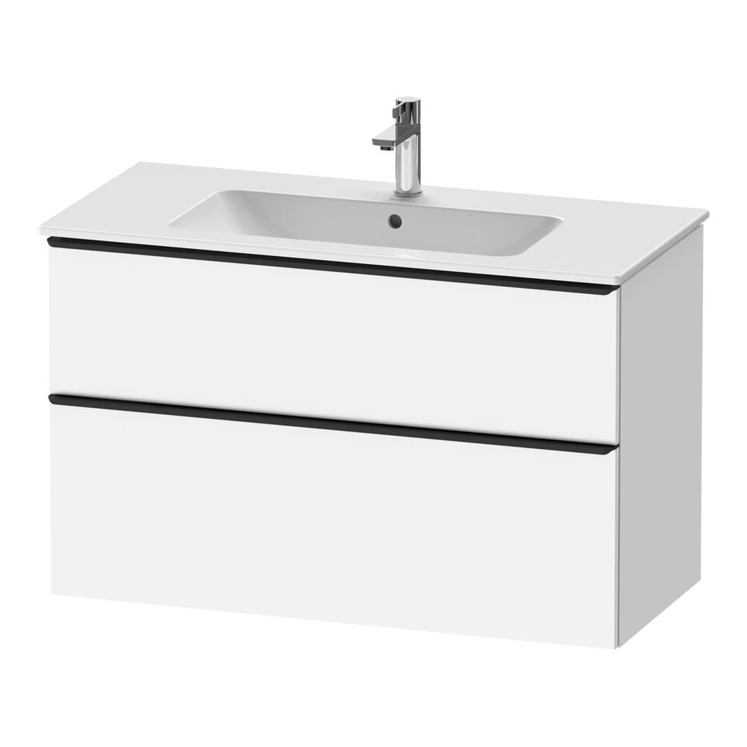 Duravit D-Neo – Έπιπλο Νιπτήρα – 1010 mm, 2 συρτάρια, νιπτήρας κέντρο, Diamond black Matt – White Matt, Decor (DE43630BD180000)