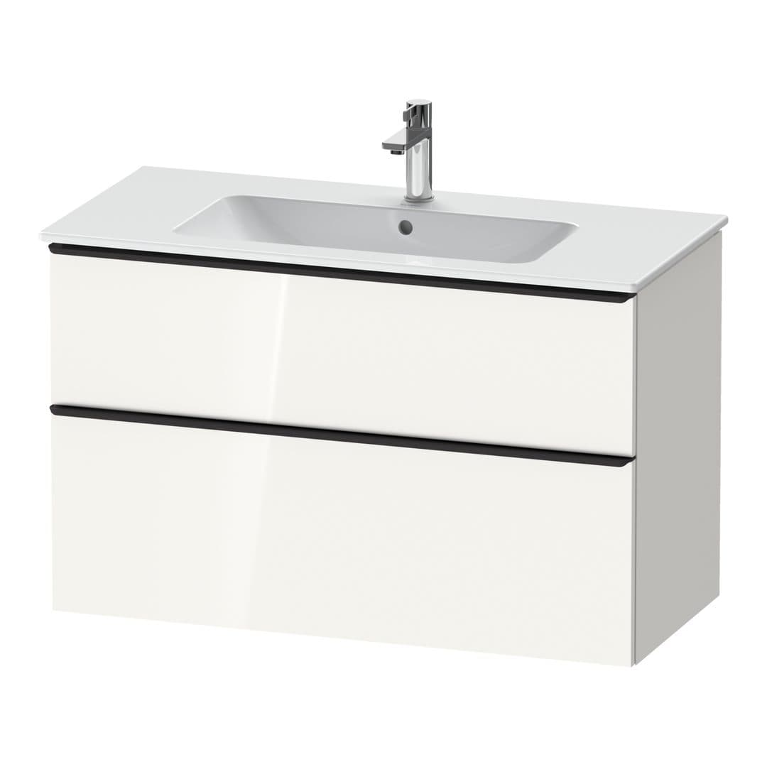 Duravit D-Neo – Έπιπλο Νιπτήρα – 1010 mm, 2 συρτάρια, νιπτήρας κέντρο, Diamond black Matt – White High Gloss, Decor (DE43630BD220000)
