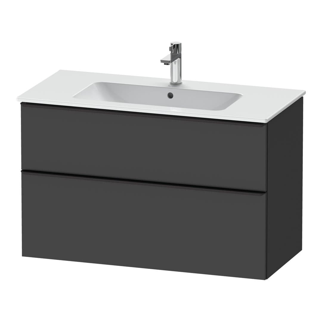 Duravit D-Neo – Έπιπλο Νιπτήρα – 1010 mm, 2 συρτάρια, νιπτήρας κέντρο, Diamond black Matt – Graphite Matt, Decor (DE43630BD490000)