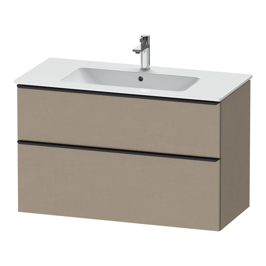 Duravit D-Neo – Έπιπλο Νιπτήρα – 1010 mm, 2 συρτάρια, νιπτήρας κέντρο, Diamond black Matt – Linen Matt, Decor (DE43630BD750000)