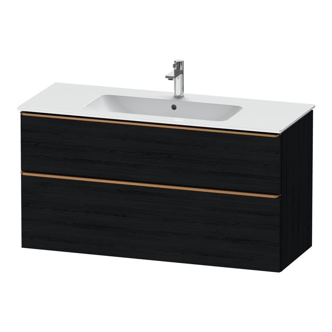 Duravit D-Neo – Έπιπλο Νιπτήρα – 1210 mm, 2 συρτάρια, νιπτήρας κέντρο, Bronze Brushed – Black oak Matt, Decor (DE4364004160000)