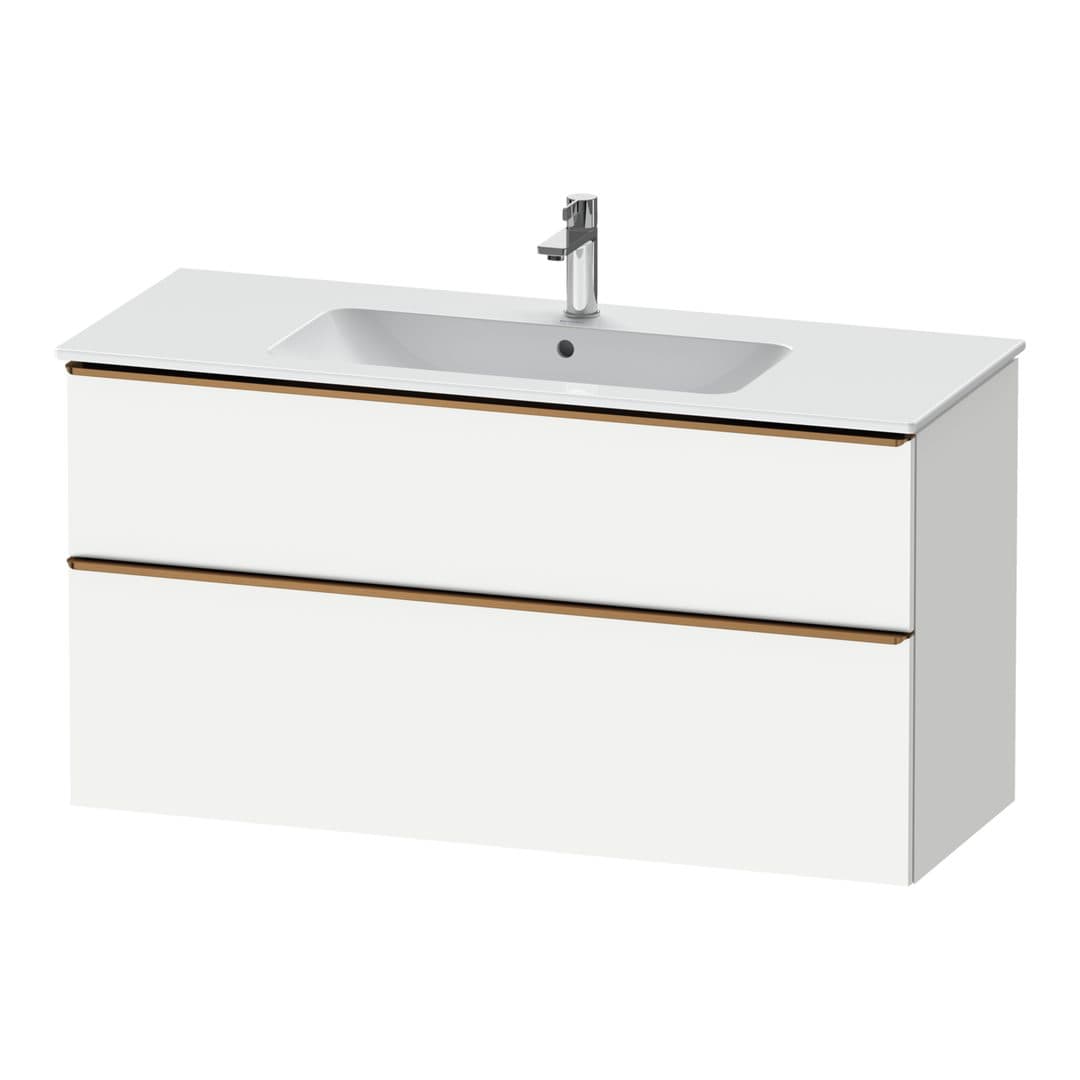 Duravit D-Neo – Έπιπλο Νιπτήρα – 1210 mm, 2 συρτάρια, νιπτήρας κέντρο, Bronze Brushed – White Matt, Decor (DE4364004180000)