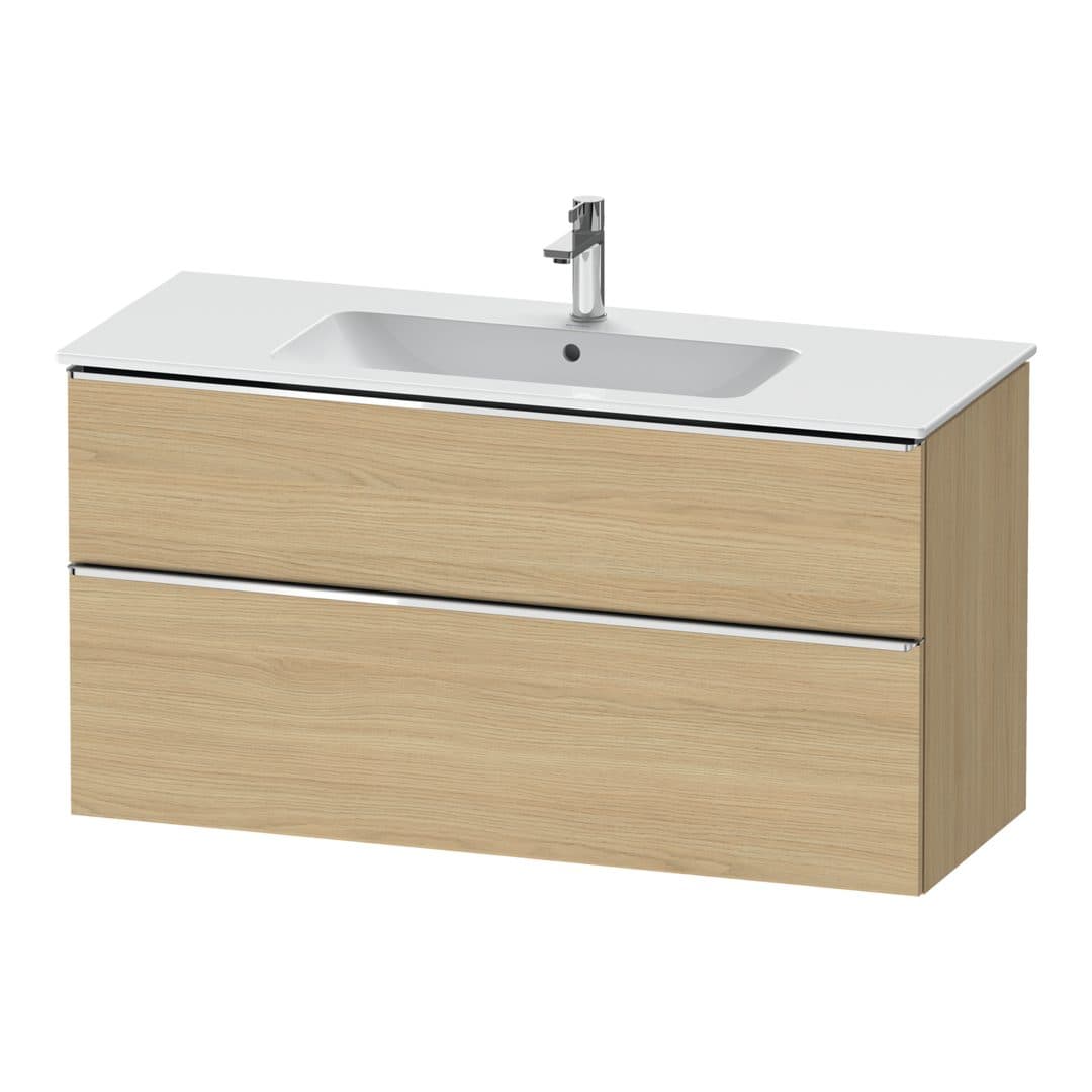Duravit D-Neo – Έπιπλο Νιπτήρα – 1210 mm, 2 συρτάρια, νιπτήρας κέντρο, Chrome High Gloss – Natural oak, Decor (DE4364010300000)