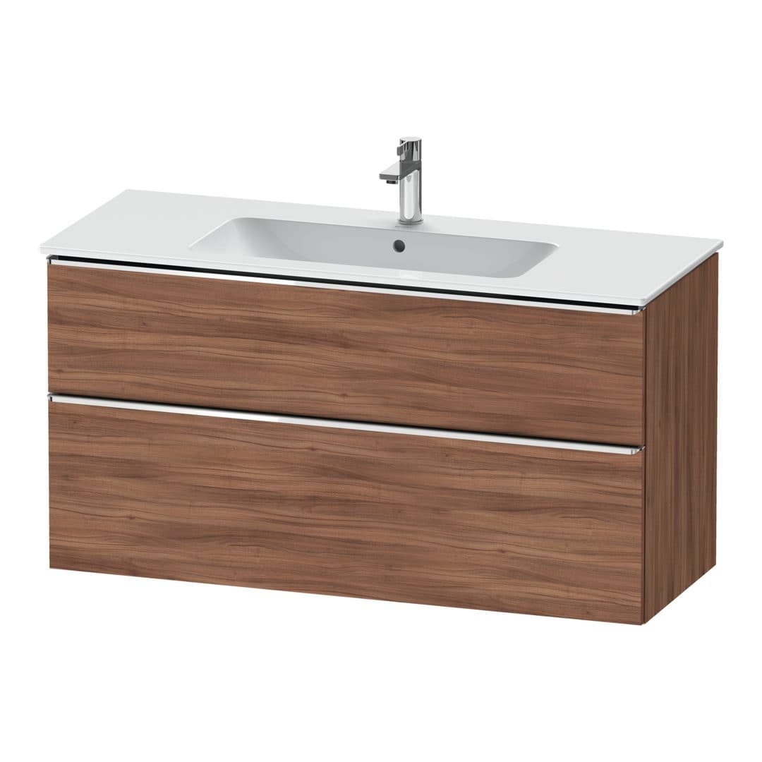 Duravit D-Neo – Έπιπλο Νιπτήρα – 1210 mm, 2 συρτάρια, νιπτήρας κέντρο, Chrome High Gloss – Walnut Matt, Decor (DE4364010790000)