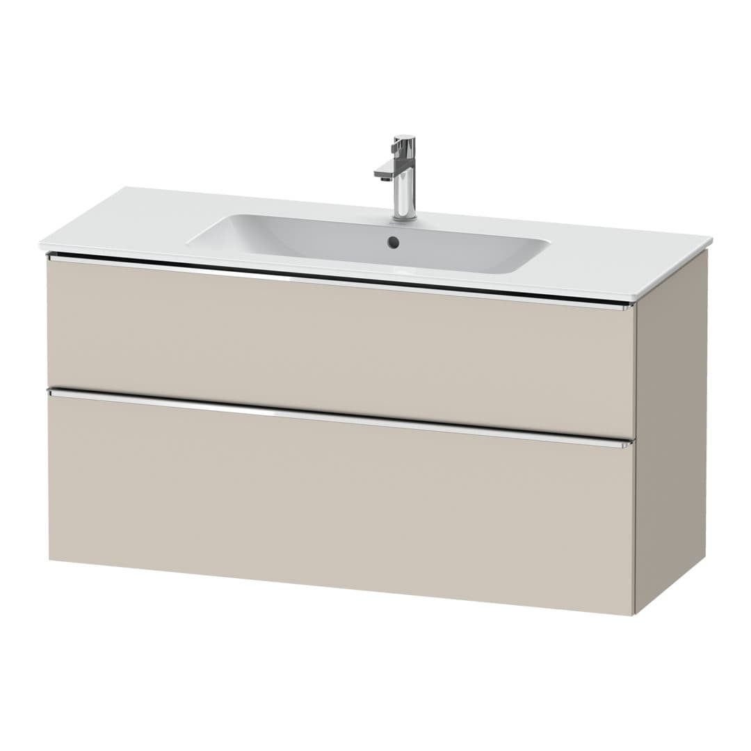 Duravit D-Neo – Έπιπλο Νιπτήρα – 1210 mm, 2 συρτάρια, νιπτήρας κέντρο, Chrome High Gloss – Taupe Matt, Decor (DE4364010910000)