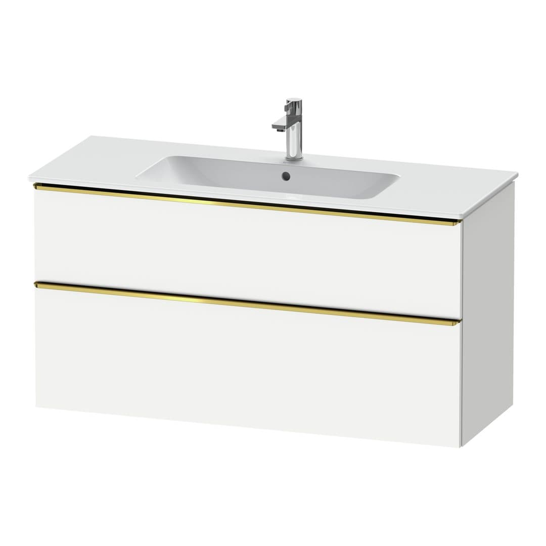Duravit D-Neo – Έπιπλο Νιπτήρα – 1210 mm, 2 συρτάρια, νιπτήρας κέντρο, Gold Polished – White Matt, Decor (DE4364034180000)