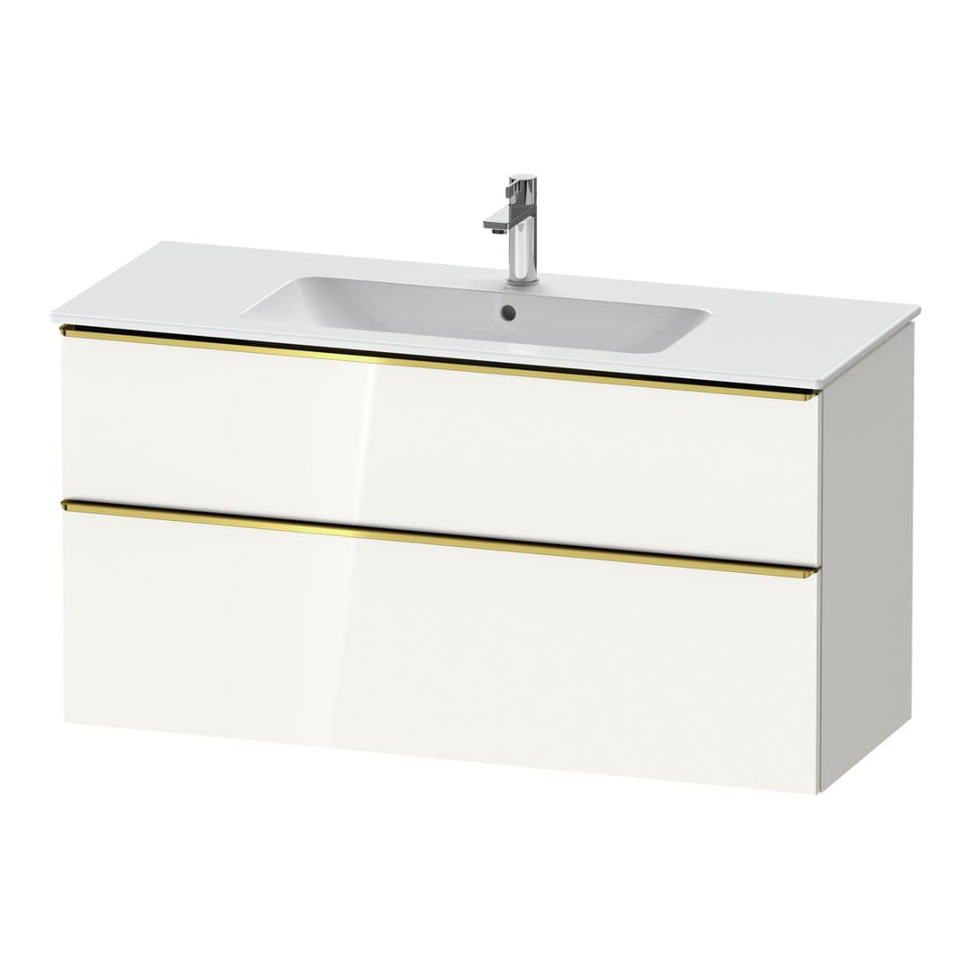 Duravit D-Neo – Έπιπλο Νιπτήρα – 1210 mm, 2 συρτάρια, νιπτήρας κέντρο, Gold Polished – White High Gloss, Decor (DE4364034220000)