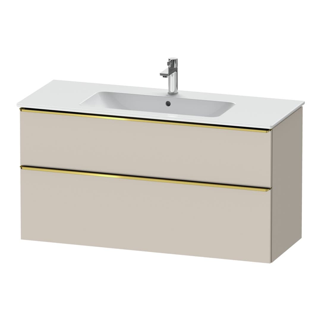 Duravit D-Neo – Έπιπλο Νιπτήρα – 1210 mm, 2 συρτάρια, νιπτήρας κέντρο, Gold Polished – Taupe Matt, Decor (DE4364034910000)