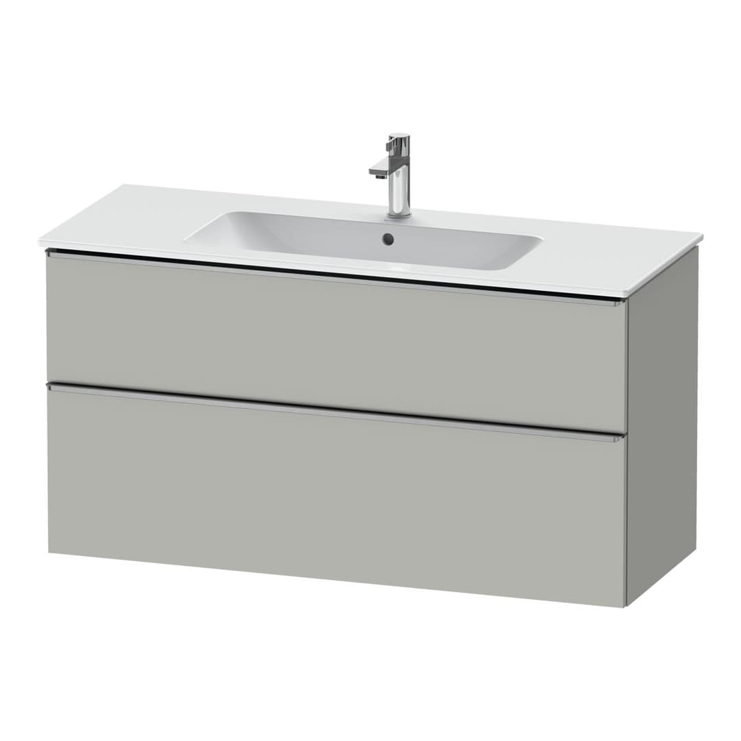 Duravit D-Neo – Έπιπλο Νιπτήρα – 1210 mm, 2 συρτάρια, νιπτήρας κέντρο, Stainless steel Brushed – Concrete grey Matt, Decor (DE4364070070000)
