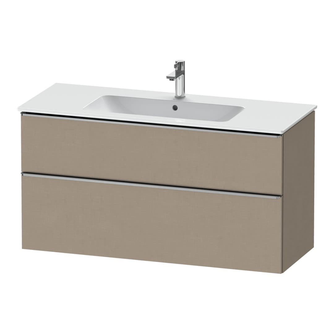 Duravit D-Neo – Έπιπλο Νιπτήρα – 1210 mm, 2 συρτάρια, νιπτήρας κέντρο, Stainless steel Brushed – Linen Matt, Decor (DE4364070750000)
