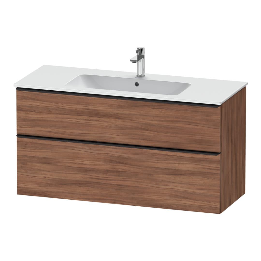 Duravit D-Neo – Έπιπλο Νιπτήρα – 1210 mm, 2 συρτάρια, νιπτήρας κέντρο, Diamond black Matt – Walnut Matt, Decor (DE43640BD790000)
