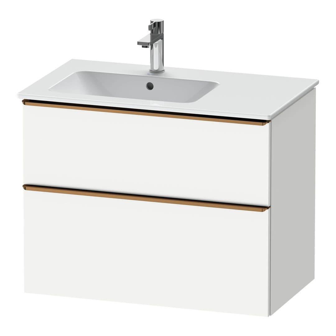 Duravit D-Neo – Έπιπλο Νιπτήρα – 810 mm, 2 συρτάρια, νιπτήρας αριστερά, Bronze Brushed – White Matt, Decor (DE4366004180000)