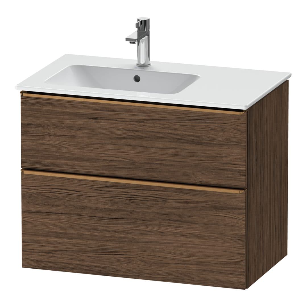 Duravit D-Neo – Έπιπλο Νιπτήρα – 810 mm, 2 συρτάρια, νιπτήρας αριστερά, Bronze Brushed – Walnut dark Matt, Decor (DE4366004210000)
