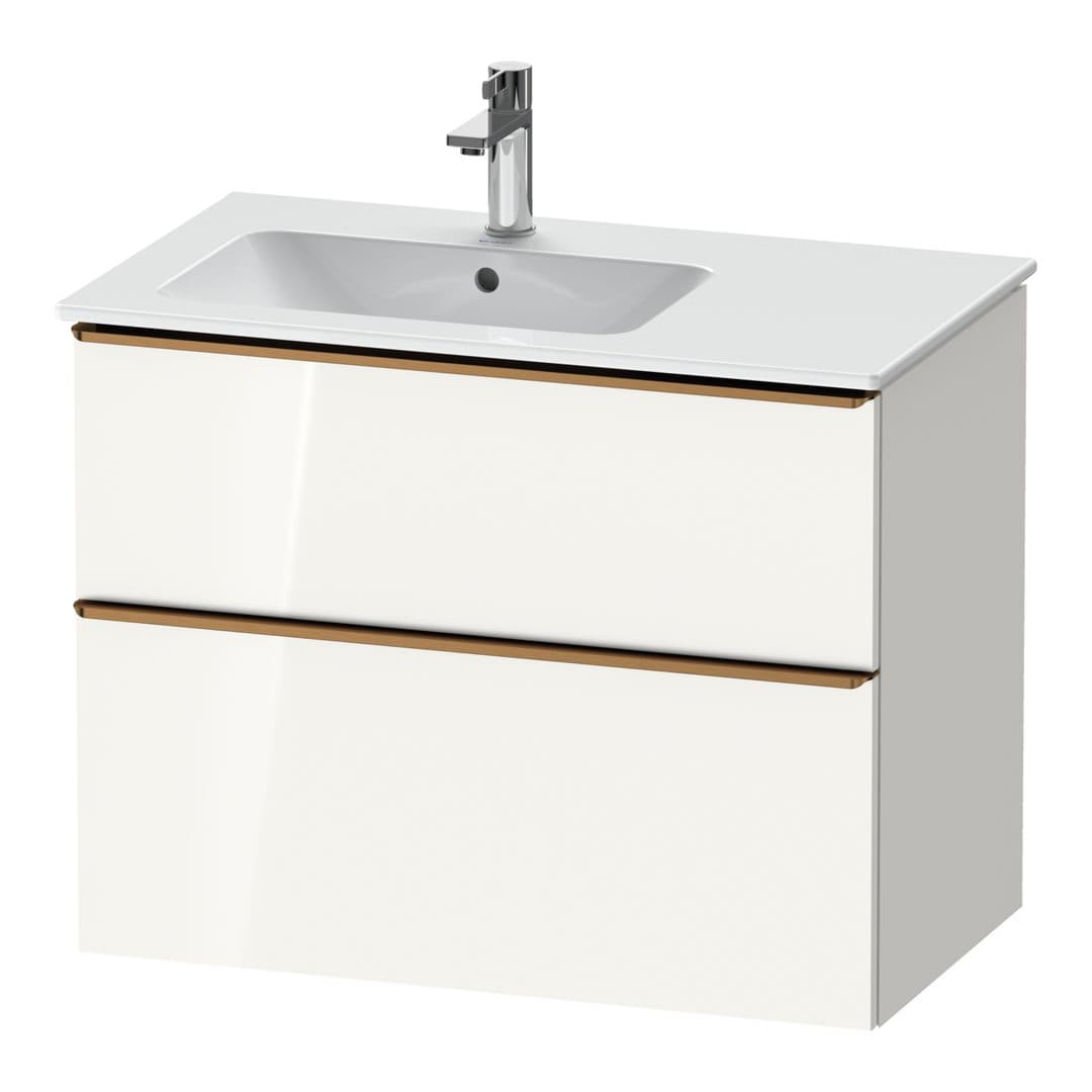 Duravit D-Neo – Έπιπλο Νιπτήρα – 810 mm, 2 συρτάρια, νιπτήρας αριστερά, Bronze Brushed – White High Gloss, Decor (DE4366004220000)