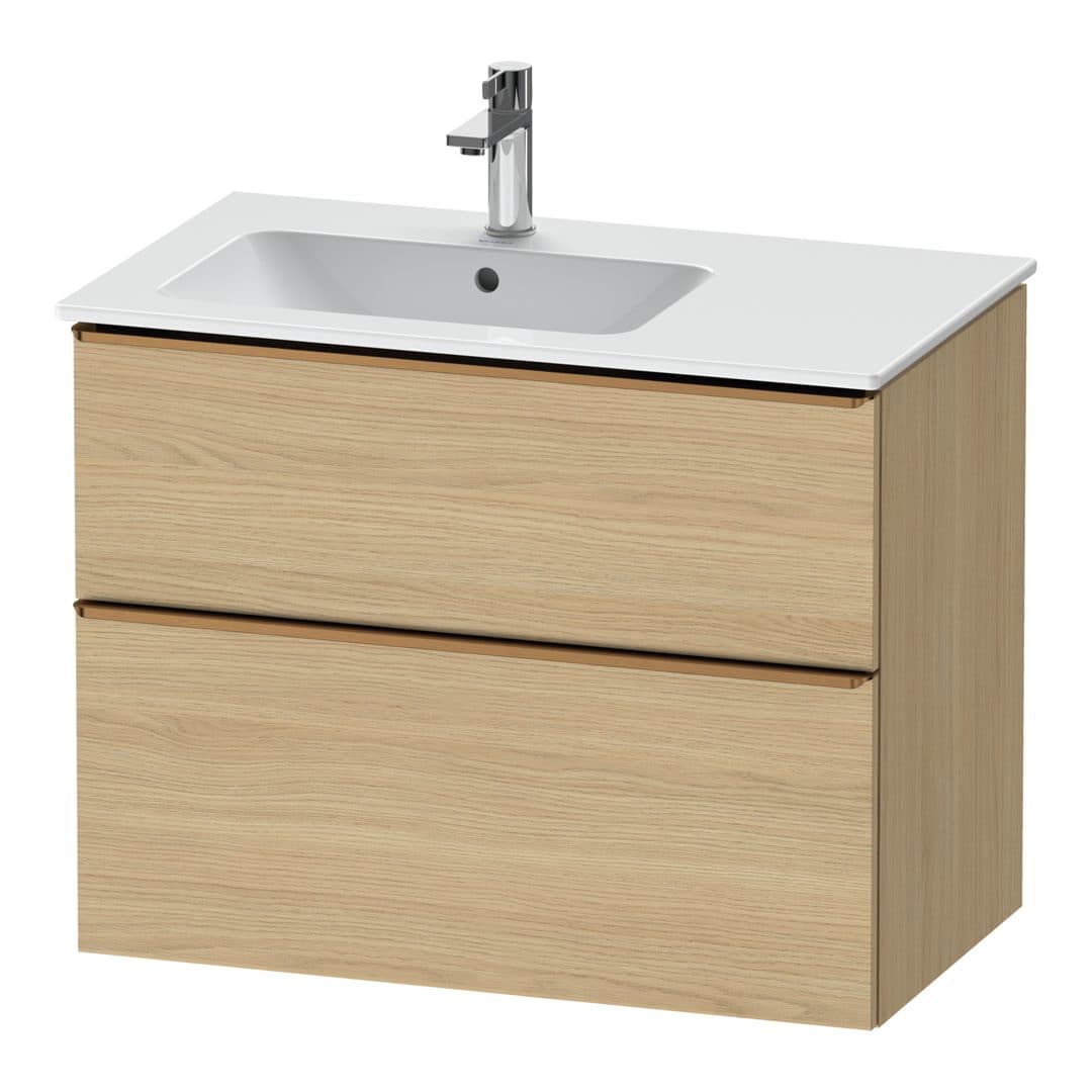 Duravit D-Neo – Έπιπλο Νιπτήρα – 810 mm, 2 συρτάρια, νιπτήρας αριστερά, Bronze Brushed – Natural oak, Decor (DE4366004300000)