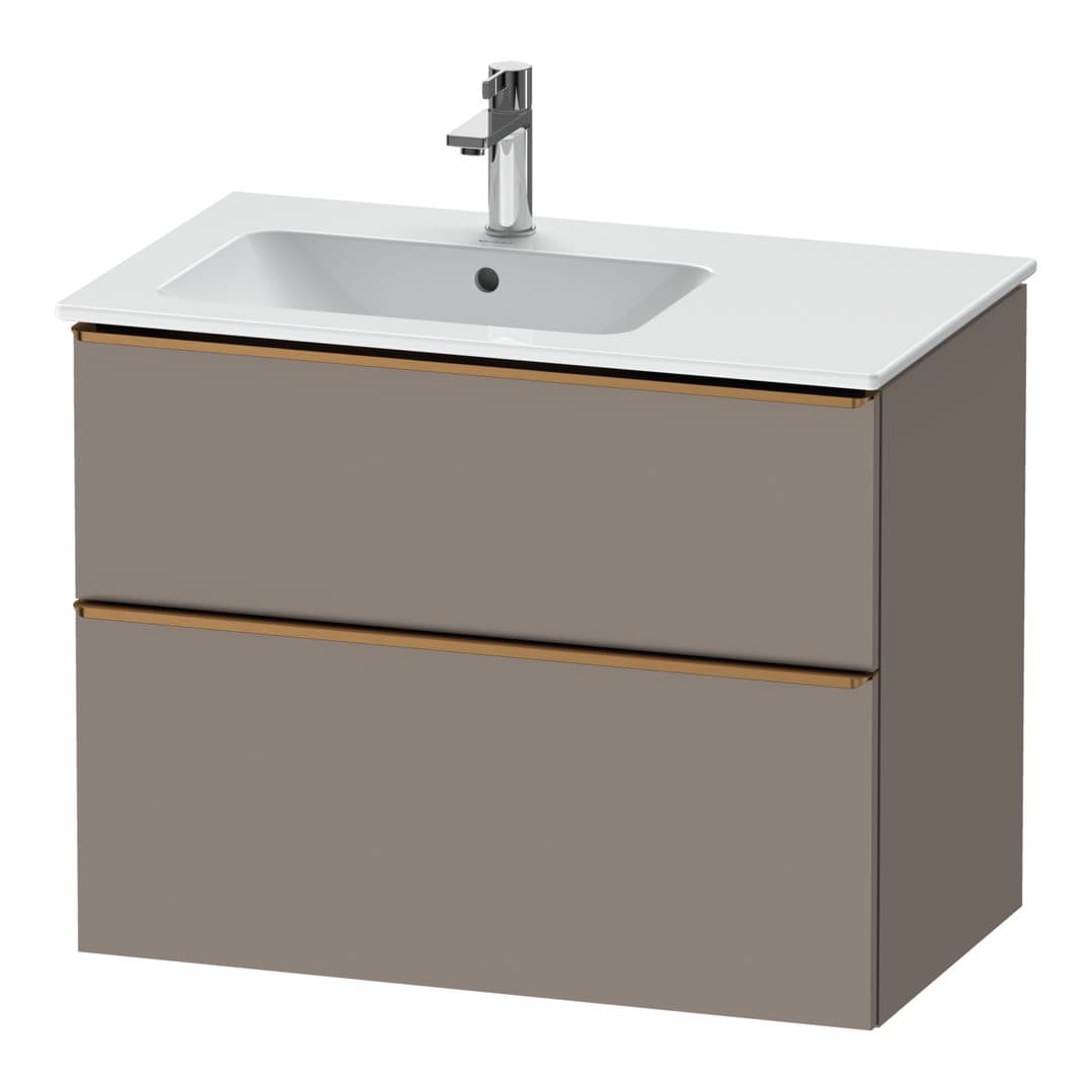 Duravit D-Neo – Έπιπλο Νιπτήρα – 810 mm, 2 συρτάρια, νιπτήρας αριστερά, Bronze Brushed – Basalte Matt, Decor (DE4366004430000)