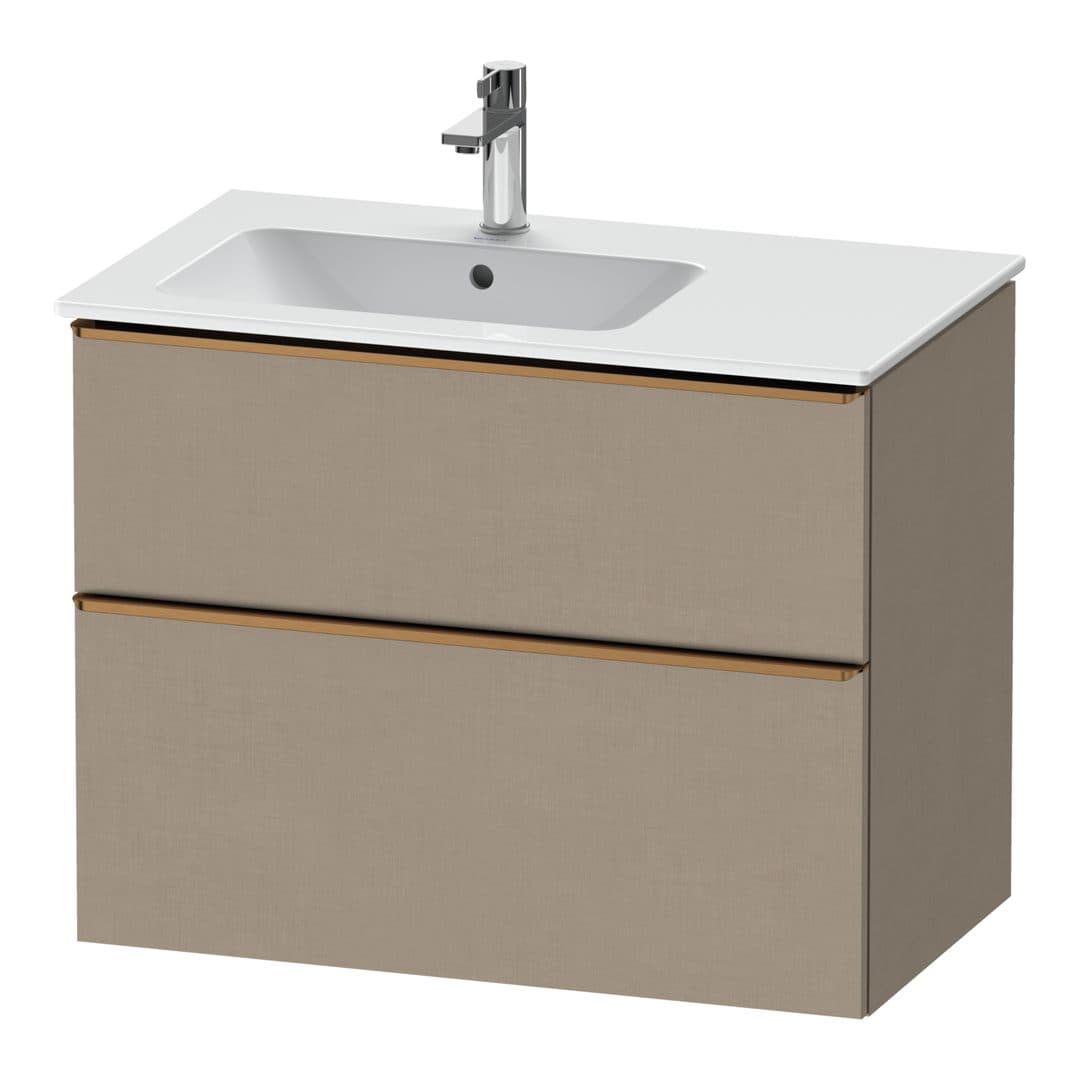 Duravit D-Neo – Έπιπλο Νιπτήρα – 810 mm, 2 συρτάρια, νιπτήρας αριστερά, Bronze Brushed – Linen Matt, Decor (DE4366004750000)