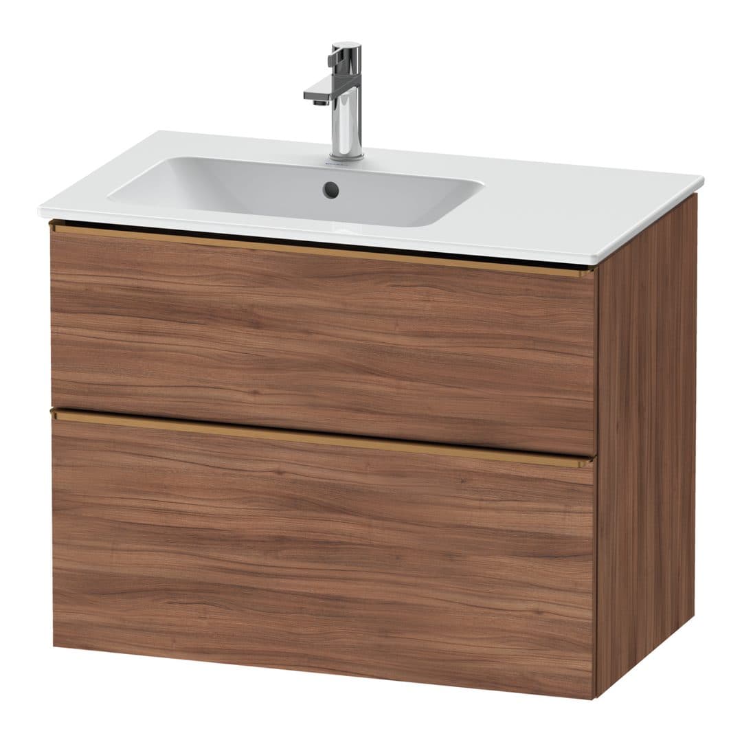 Duravit D-Neo – Έπιπλο Νιπτήρα – 810 mm, 2 συρτάρια, νιπτήρας αριστερά, Bronze Brushed – Walnut Matt, Decor (DE4366004790000)