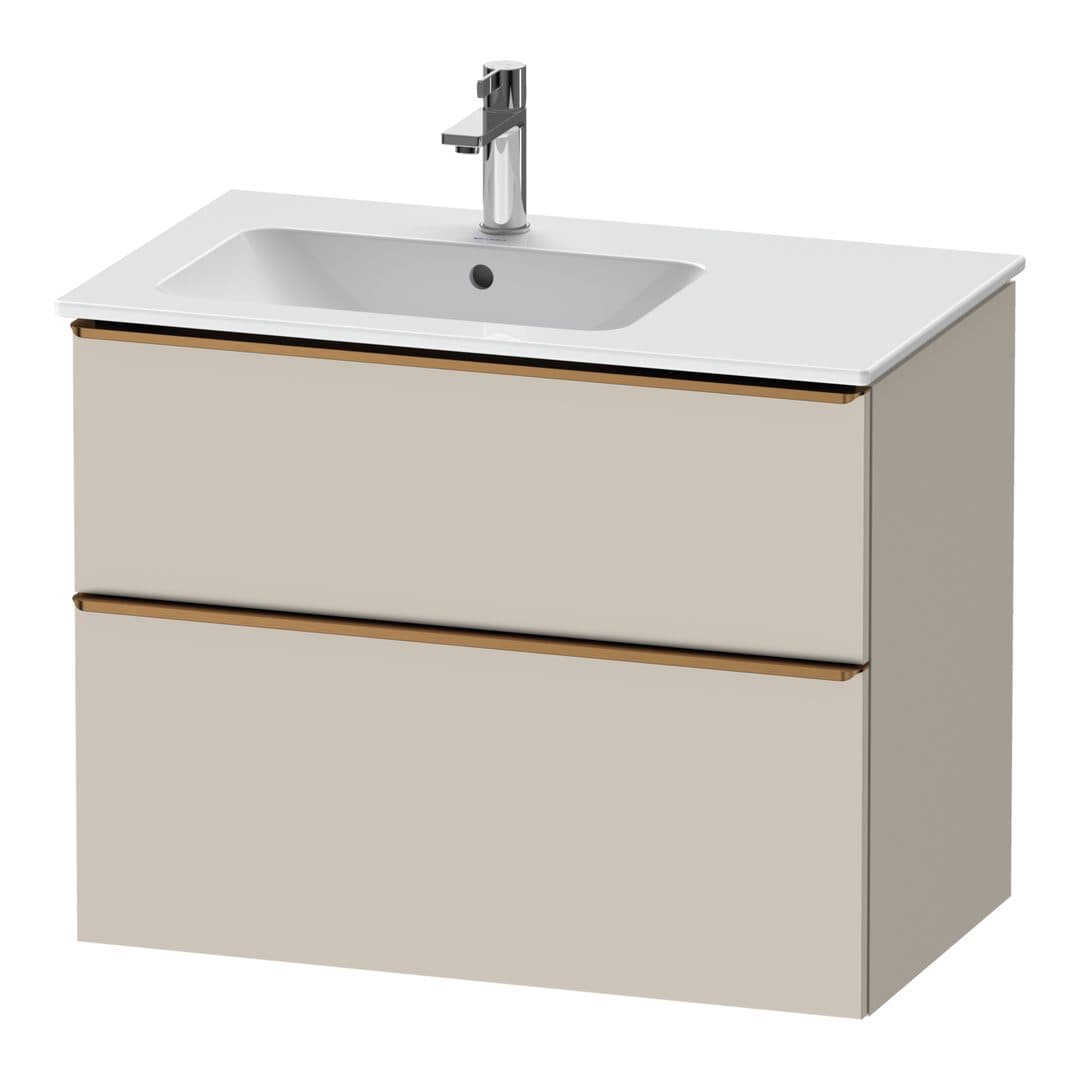 Duravit D-Neo – Έπιπλο Νιπτήρα – 810 mm, 2 συρτάρια, νιπτήρας αριστερά, Bronze Brushed – Taupe Matt, Decor (DE4366004910000)