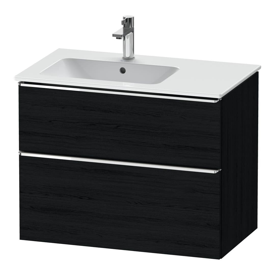 Duravit D-Neo – Έπιπλο Νιπτήρα – 810 mm, 2 συρτάρια, νιπτήρας αριστερά, Chrome High Gloss – Black oak Matt, Decor (DE4366010160000)