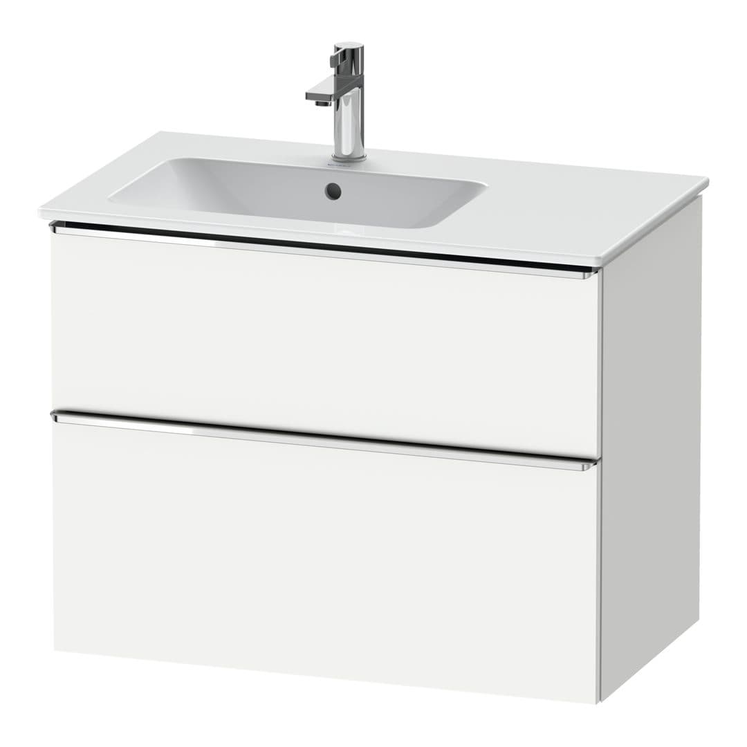 Duravit D-Neo – Έπιπλο Νιπτήρα – 810 mm, 2 συρτάρια, νιπτήρας αριστερά, Chrome High Gloss – White Matt, Decor (DE4366010180000)