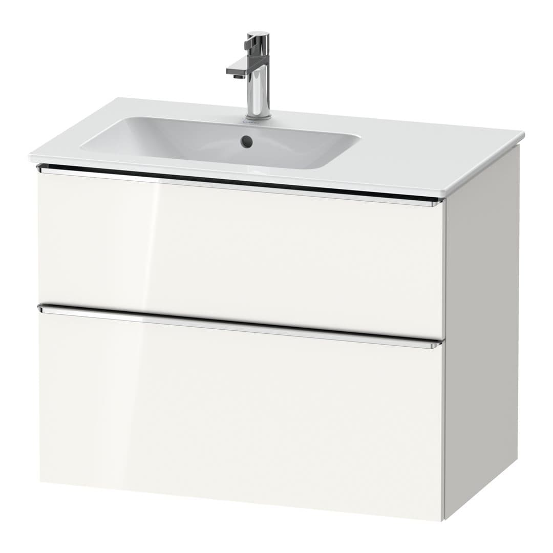 Duravit D-Neo – Έπιπλο Νιπτήρα – 810 mm, 2 συρτάρια, νιπτήρας αριστερά, Chrome High Gloss – White High Gloss, Decor (DE4366010220000)