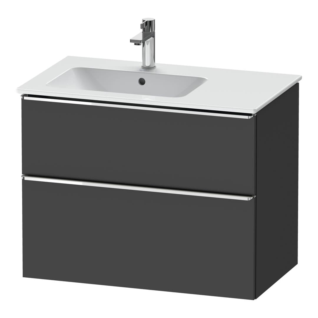 Duravit D-Neo – Έπιπλο Νιπτήρα – 810 mm, 2 συρτάρια, νιπτήρας αριστερά, Chrome High Gloss – Graphite Matt, Decor (DE4366010490000)