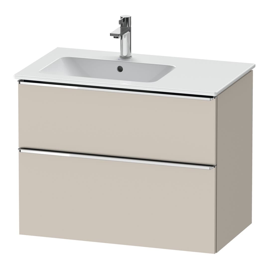 Duravit D-Neo – Έπιπλο Νιπτήρα – 810 mm, 2 συρτάρια, νιπτήρας αριστερά, Chrome High Gloss – Taupe Matt, Decor (DE4366010910000)