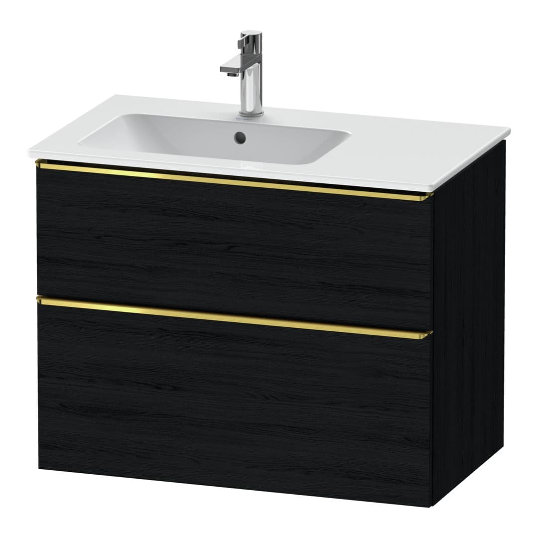 Duravit D-Neo – Έπιπλο Νιπτήρα – 810 mm, 2 συρτάρια, νιπτήρας αριστερά, Gold Polished – Black oak Matt, Decor (DE4366034160000)