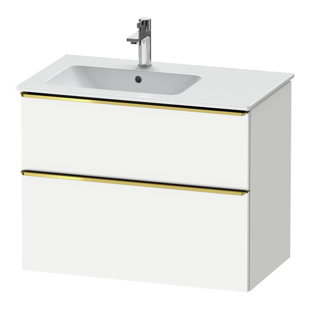 Duravit D-Neo – Έπιπλο Νιπτήρα – 810 mm, 2 συρτάρια, νιπτήρας αριστερά, Gold Polished – White Matt, Decor (DE4366034180000)