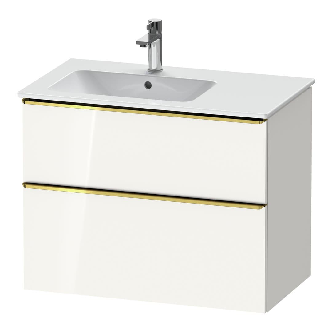 Duravit D-Neo – Έπιπλο Νιπτήρα – 810 mm, 2 συρτάρια, νιπτήρας αριστερά, Gold Polished – White High Gloss, Decor (DE4366034220000)
