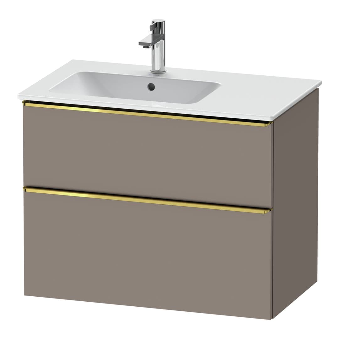 Duravit D-Neo – Έπιπλο Νιπτήρα – 810 mm, 2 συρτάρια, νιπτήρας αριστερά, Gold Polished – Basalte Matt, Decor (DE4366034430000)