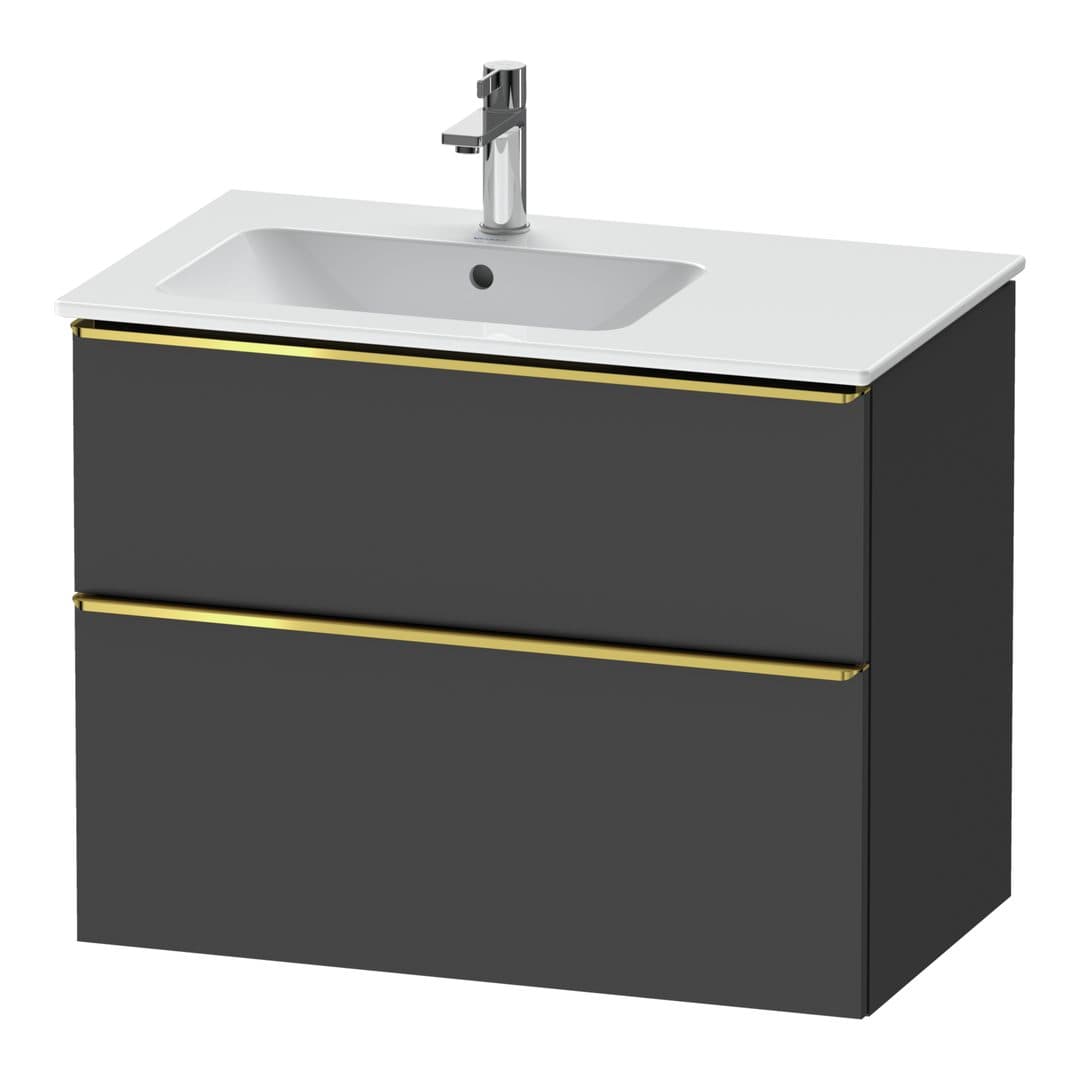 Duravit D-Neo – Έπιπλο Νιπτήρα – 810 mm, 2 συρτάρια, νιπτήρας αριστερά, Gold Polished – Graphite Matt, Decor (DE4366034490000)