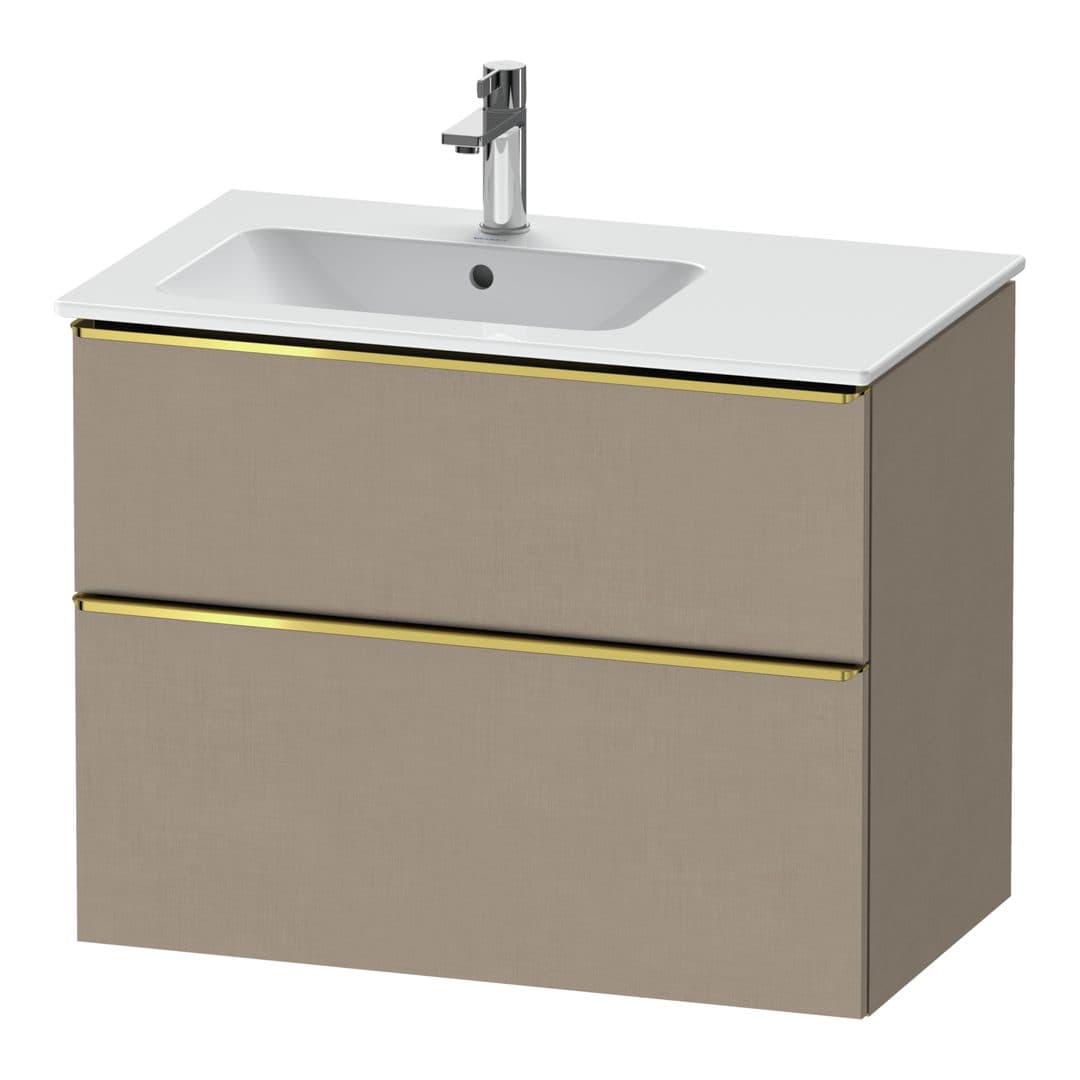 Duravit D-Neo – Έπιπλο Νιπτήρα – 810 mm, 2 συρτάρια, νιπτήρας αριστερά, Gold Polished – Linen Matt, Decor (DE4366034750000)