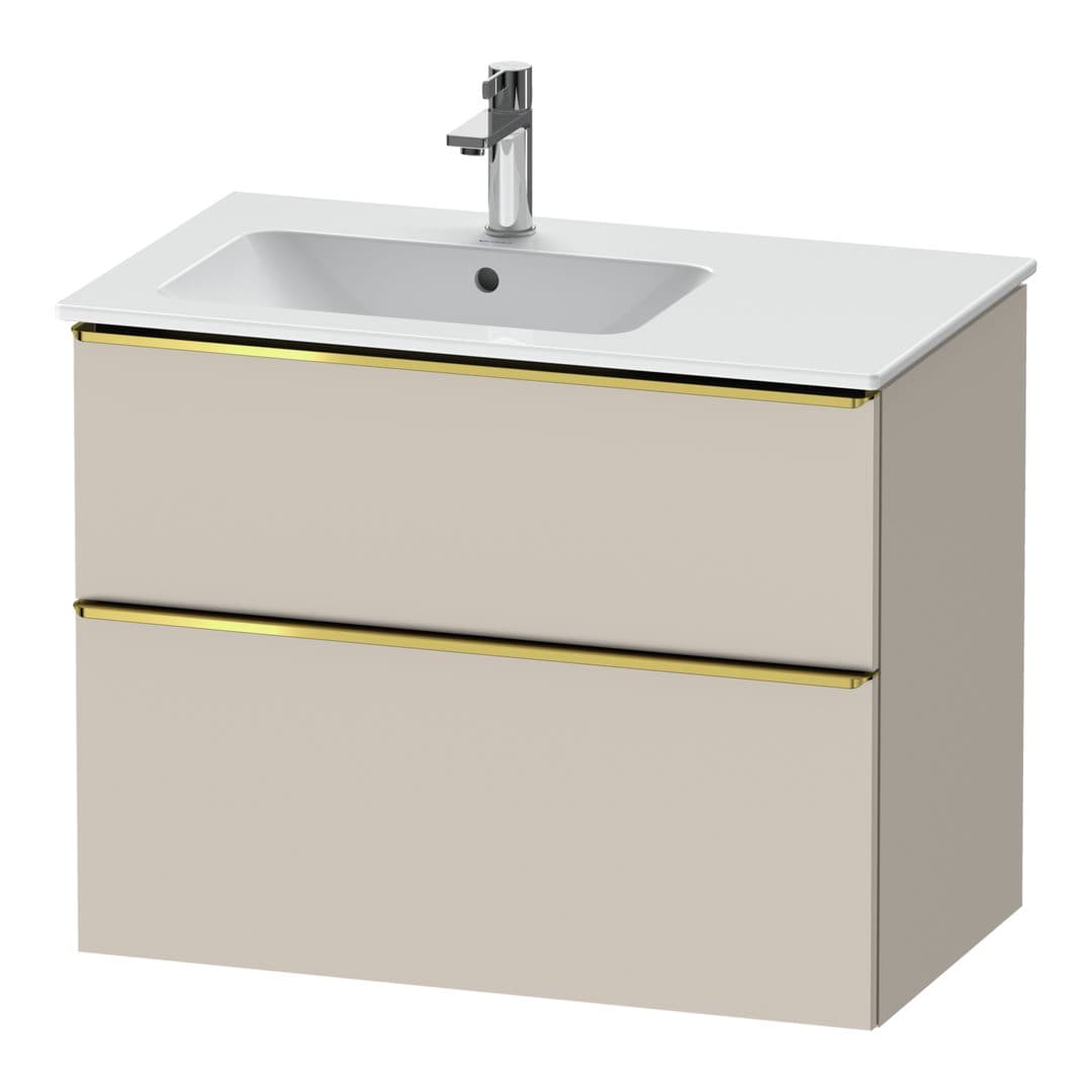 Duravit D-Neo – Έπιπλο Νιπτήρα – 810 mm, 2 συρτάρια, νιπτήρας αριστερά, Gold Polished – Taupe Matt, Decor (DE4366034910000)