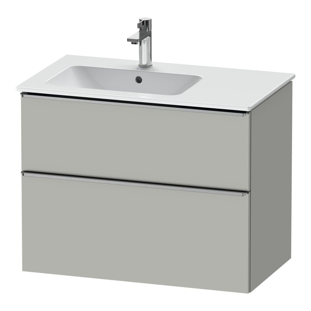 Duravit D-Neo – Έπιπλο Νιπτήρα – 810 mm, 2 συρτάρια, νιπτήρας αριστερά, Stainless steel Brushed – Concrete grey Matt, Decor (DE4366070070000)