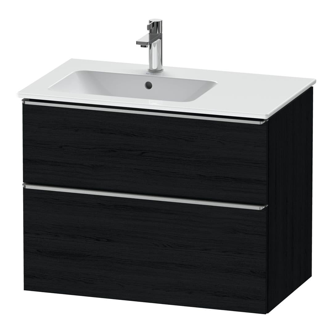 Duravit D-Neo – Έπιπλο Νιπτήρα – 810 mm, 2 συρτάρια, νιπτήρας αριστερά, Stainless steel Brushed – Black oak Matt, Decor (DE4366070160000)