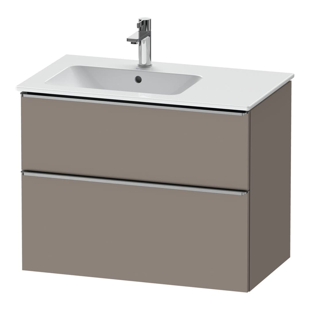 Duravit D-Neo – Έπιπλο Νιπτήρα – 810 mm, 2 συρτάρια, νιπτήρας αριστερά, Stainless steel Brushed – Basalte Matt, Decor (DE4366070430000)