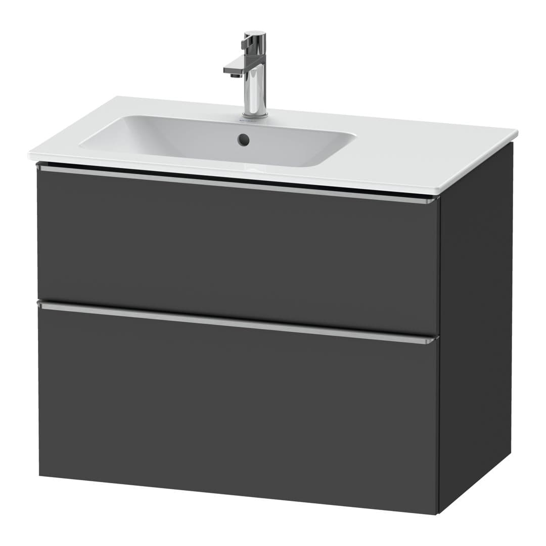 Duravit D-Neo – Έπιπλο Νιπτήρα – 810 mm, 2 συρτάρια, νιπτήρας αριστερά, Stainless steel Brushed – Graphite Matt, Decor (DE4366070490000)