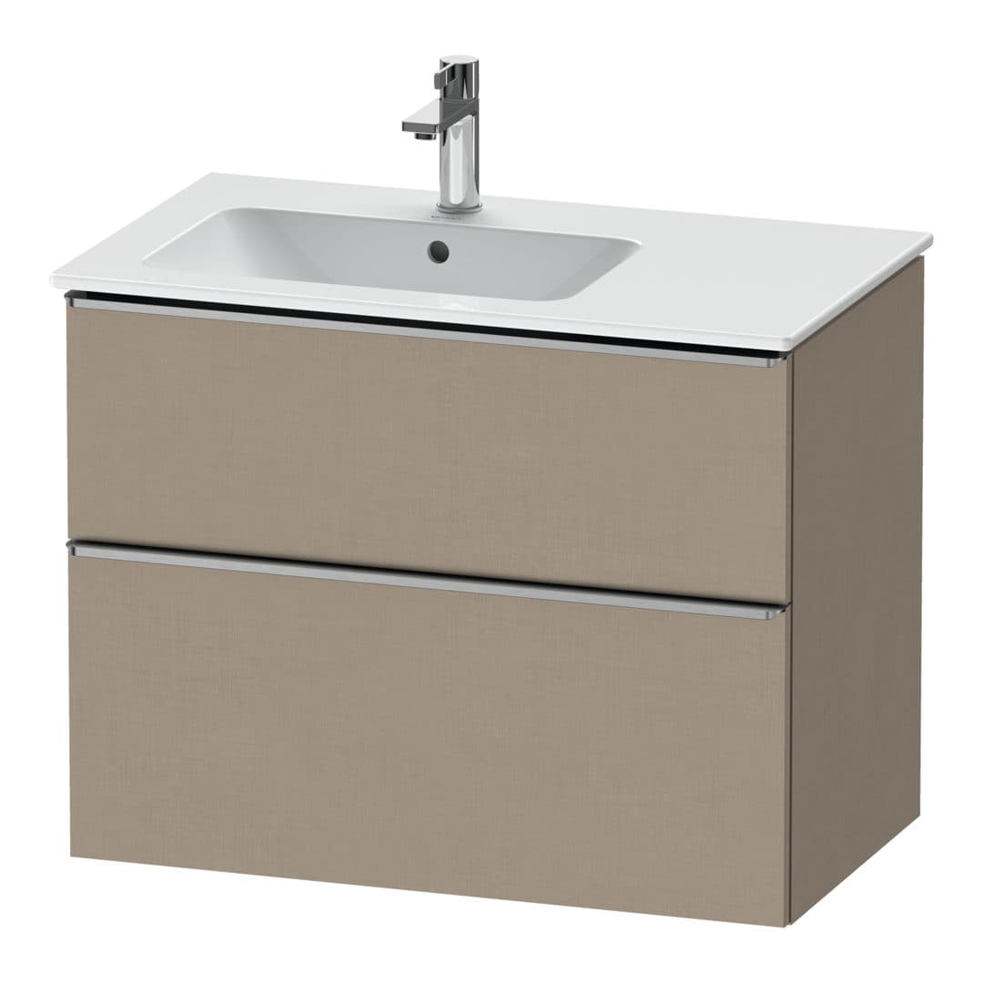 Duravit D-Neo – Έπιπλο Νιπτήρα – 810 mm, 2 συρτάρια, νιπτήρας αριστερά, Stainless steel Brushed – Linen Matt, Decor (DE4366070750000)