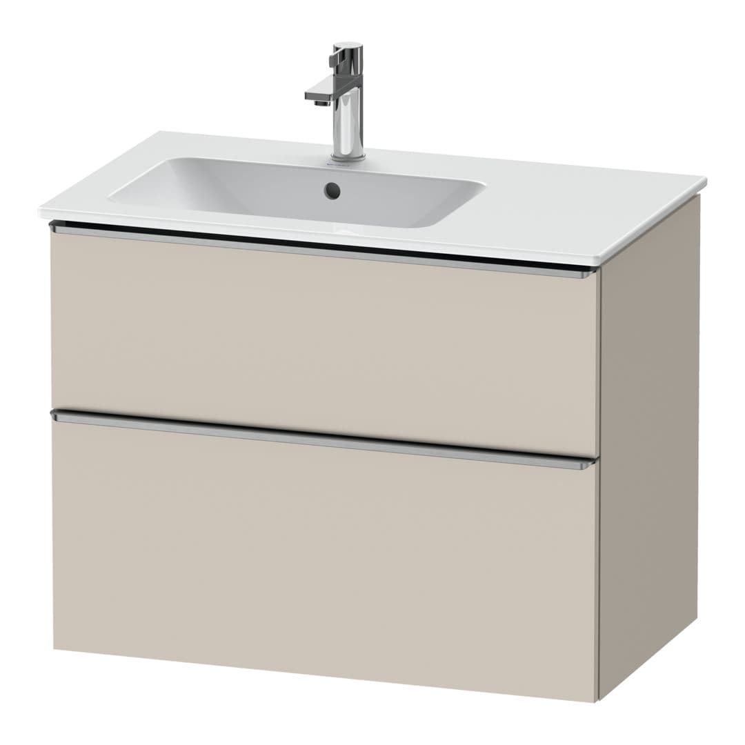 Duravit D-Neo – Έπιπλο Νιπτήρα – 810 mm, 2 συρτάρια, νιπτήρας αριστερά, Stainless steel Brushed – Taupe Matt, Decor (DE4366070910000)