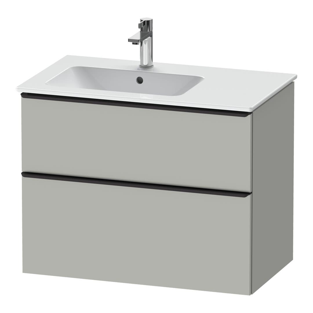 Duravit D-Neo – Έπιπλο Νιπτήρα – 810 mm, 2 συρτάρια, νιπτήρας αριστερά, Diamond black Matt – Concrete grey Matt, Decor (DE43660BD070000)