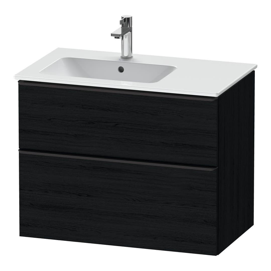 Duravit D-Neo – Έπιπλο Νιπτήρα – 810 mm, 2 συρτάρια, νιπτήρας αριστερά, Diamond black Matt – Black oak Matt, Decor (DE43660BD160000)