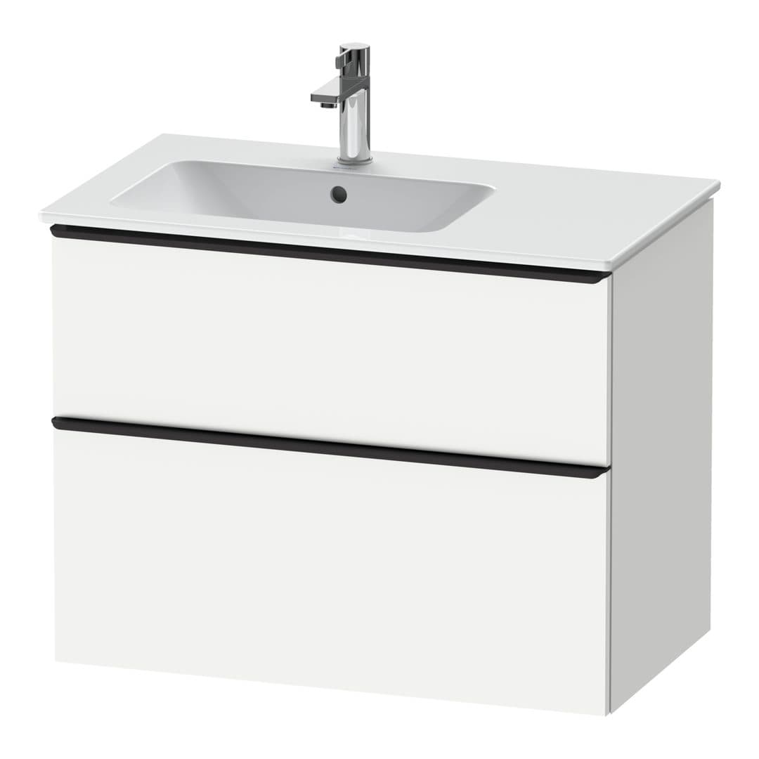 Duravit D-Neo – Έπιπλο Νιπτήρα – 810 mm, 2 συρτάρια, νιπτήρας αριστερά, Diamond black Matt – White Matt, Decor (DE43660BD180000)