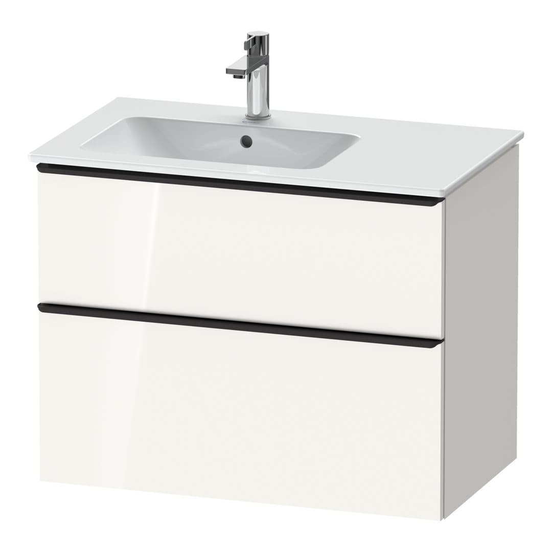 Duravit D-Neo – Έπιπλο Νιπτήρα – 810 mm, 2 συρτάρια, νιπτήρας αριστερά, Diamond black Matt – White High Gloss, Decor (DE43660BD220000)