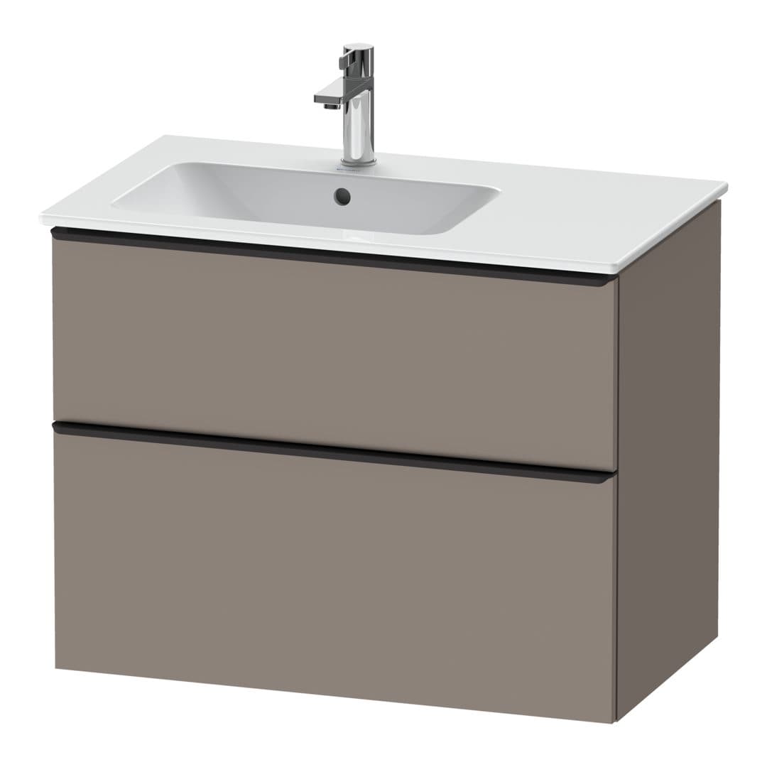 Duravit D-Neo – Έπιπλο Νιπτήρα – 810 mm, 2 συρτάρια, νιπτήρας αριστερά, Diamond black Matt – Basalte Matt, Decor (DE43660BD430000)