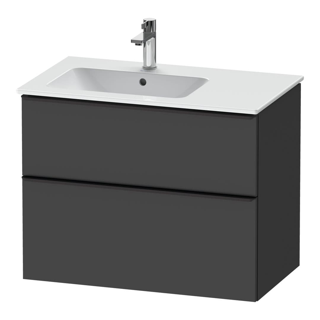 Duravit D-Neo – Έπιπλο Νιπτήρα – 810 mm, 2 συρτάρια, νιπτήρας αριστερά, Diamond black Matt – Graphite Matt, Decor (DE43660BD490000)