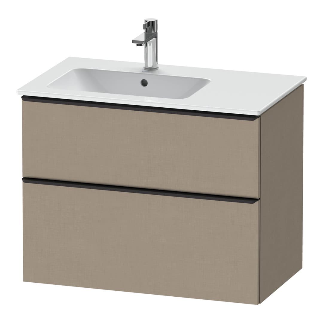Duravit D-Neo – Έπιπλο Νιπτήρα – 810 mm, 2 συρτάρια, νιπτήρας αριστερά, Diamond black Matt – Linen Matt, Decor (DE43660BD750000)