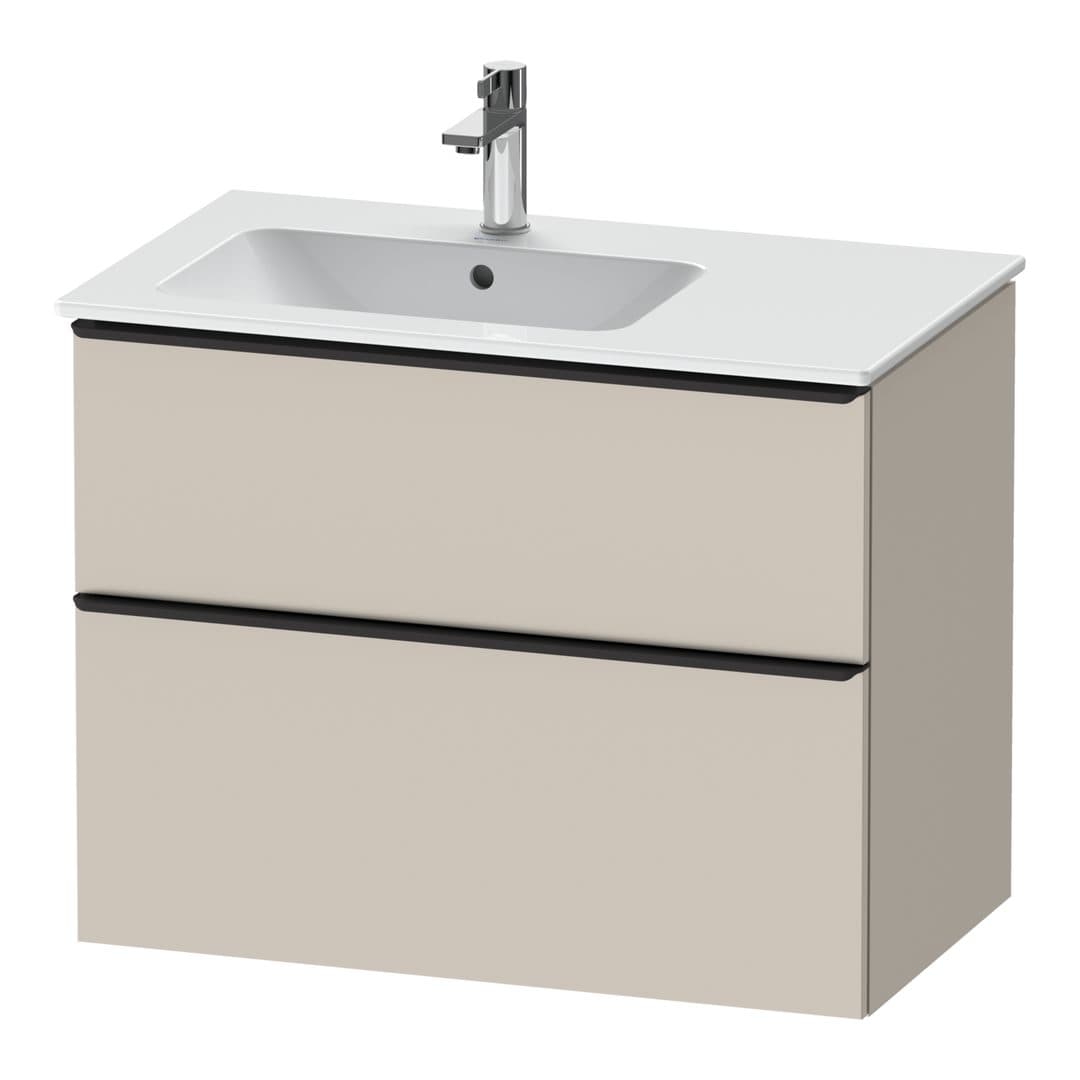 Duravit D-Neo – Έπιπλο Νιπτήρα – 810 mm, 2 συρτάρια, νιπτήρας αριστερά, Diamond black Matt – Taupe Matt, Decor (DE43660BD910000)